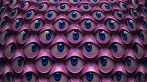 A Purple And Blue Pattern With Many Eyes Wallpaper