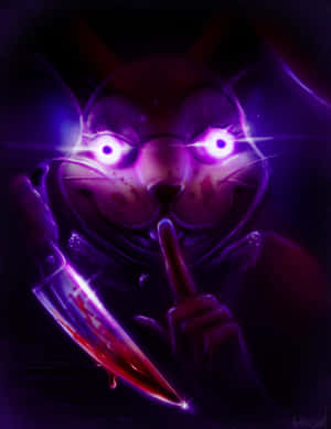 A Purple Bunny With A Knife In His Mouth Wallpaper