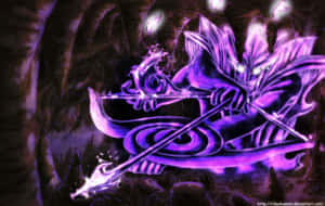 A Purple Demon With A Sword In The Cave Wallpaper