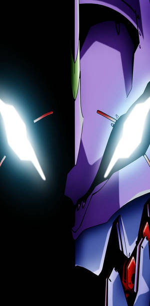 A Purple Robot With A Bright Light Shining On It Wallpaper