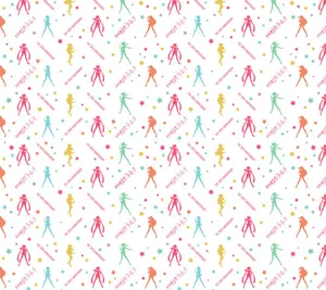 A Rainbow-embroidered Sailor Moon Pattern On A Pink Background Wallpaper