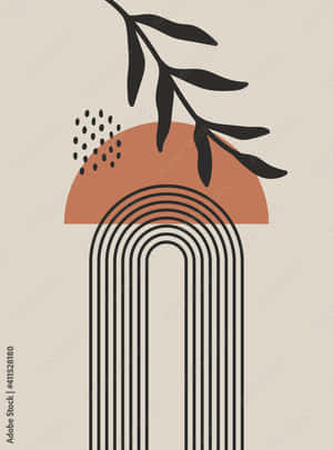 A Rainbow With A Leaf And A Branch Wallpaper