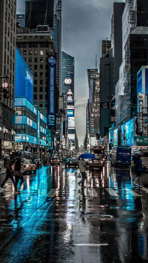 A Rainy Day In Times Square Wallpaper