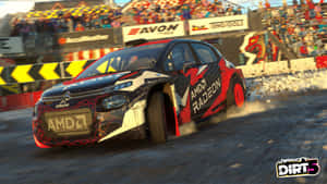 A Rally Car Driving Through A Dirt Track Wallpaper