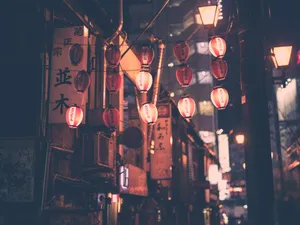 A Ray Of Sunlight Bursting Through A Grove Of Evergreen Trees Wallpaper