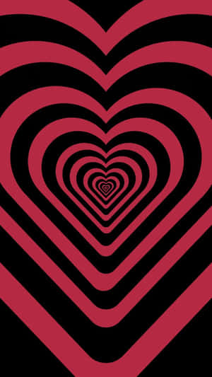 A Red And Black Heart Shaped Pattern On A Black Background Wallpaper
