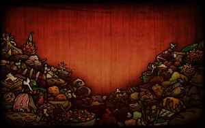 A Red Background With A Lot Of Food On It Wallpaper