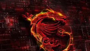 A Red Dragon Logo On A Black Background Wallpaper