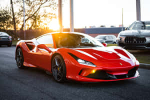 A Red Ferrari Sports Car Wallpaper