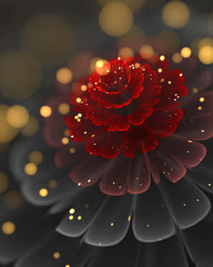 A Red Flower With Gold Flecks Wallpaper