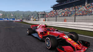 A Red Racing Car On A Track Wallpaper