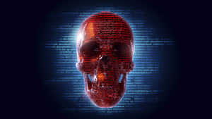 A Red Skull With A Red Light On It Wallpaper