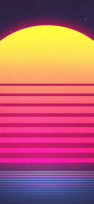A Retro Sunset With A Pink And Yellow Background Wallpaper