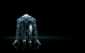 A Robot Is Standing On A Dark Background Wallpaper