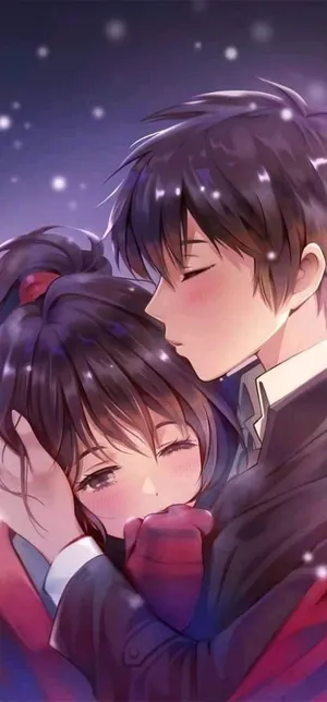 A Romantic Anime Couple Enjoying A Moment Of Bliss. Wallpaper