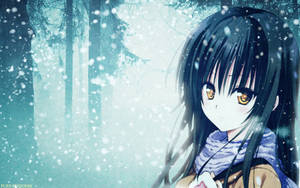 A Sad Anime Girl Lost In The Snow Wallpaper