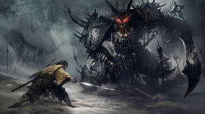 A Samurai Warrior Battles Against A Demonic Force Wallpaper