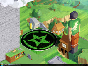 A Screenshot Of A Game With A Green And Green Logo Wallpaper