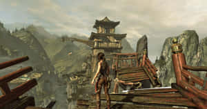 A Screenshot Of A Woman Standing On A Bridge Wallpaper