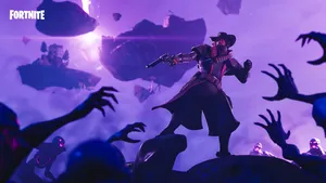 A Screenshot Of An Intense Moment In Fortnite Wallpaper