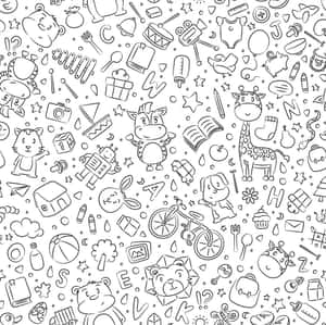A Seamless Pattern Of Doodles On A White Background Wallpaper