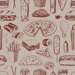 A Seamless Pattern Of Food Items Wallpaper
