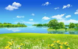 A Serene Green Landscape Wallpaper