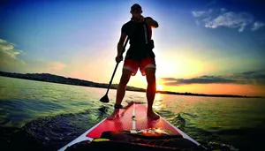 A Serene Paddleboarding Experience At Dusk Wallpaper
