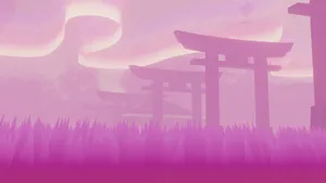 A Serene Shinto Shrine Amidst A Lush Forest Wallpaper