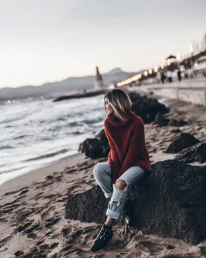 A Serene Winter Beach Landscape Wallpaper