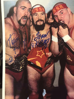 A Signed Portrait Of Canadian Wrestler Ivan Koloff And Krusher Kruschev Wallpaper