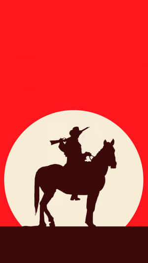 A Silhouette Of A Man On A Horse Wallpaper