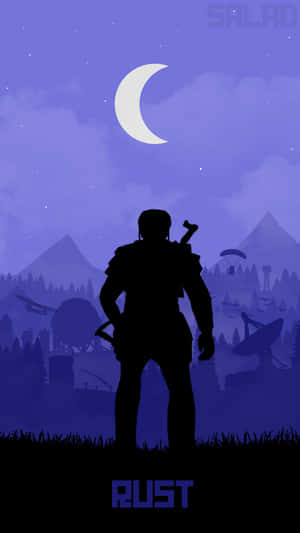 A Silhouette Of A Man Standing In Front Of A Mountain Wallpaper