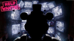 A Silhouette Of A Mouse In A Dark Room With A Sign Saying Help Wanted Wallpaper