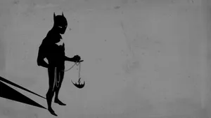 A Silhouette Of Batman Beyond In Gotham City Wallpaper