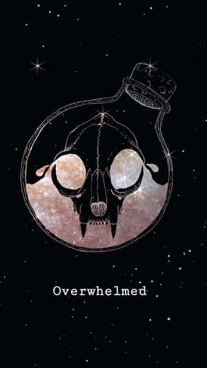 A Skull Overwhelmed By Sand, Encapsulated Within A Bottle. Wallpaper