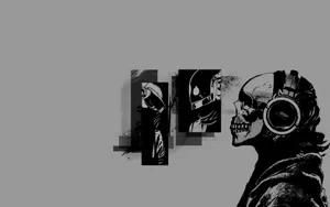 A Skull With Headphones And Headphones Wallpaper