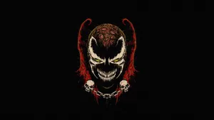 A Skull With Red Eyes And A Chain Around His Neck Wallpaper