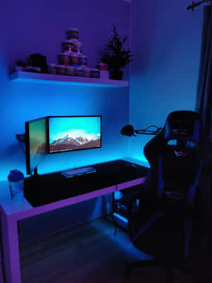 A Sleek And Powerful Gaming Pc Setup Ready For All Your Gaming Needs. Wallpaper