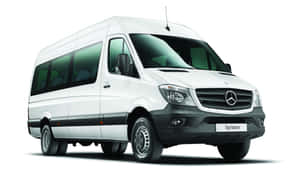 A Sleek Mercedes Benz Sprinter Van On The Road Wallpaper