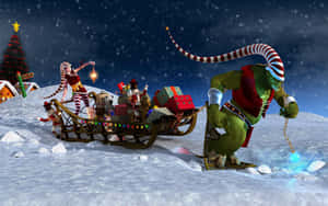 A Sleigh With A Santa Claus On It Wallpaper