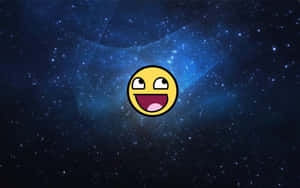 A Smiling Emoticion Face In The Background Of A Starry Sky Wallpaper