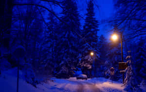 A Snow Covered Road Wallpaper