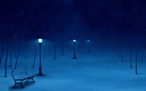 A Snowy Winter Night In Park In Finland Wallpaper