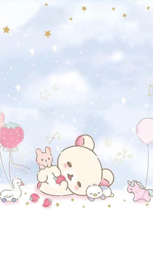 A Soft And Beautiful Pastel World Of Cute Kawaii Characters Wallpaper