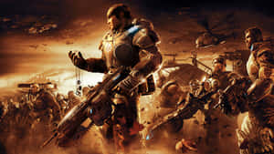 A Soldier In Full Gear Readies His Armement To Take On The Fierce Locust Horde Wallpaper