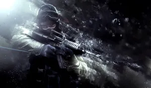 A Soldier With A Gun In The Dark Wallpaper