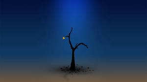 A Solitary Tree Stands In A Dark Blue Twilight Wallpaper