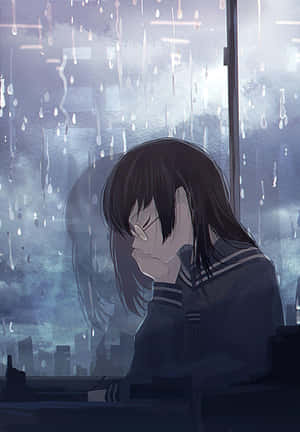 A Somber Anime Character Deep In Thought Wallpaper