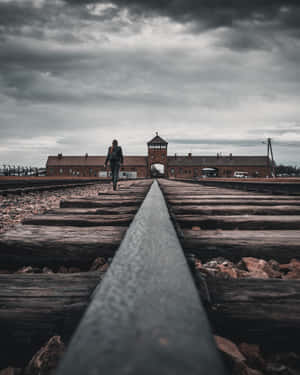 A Somber View Of Auschwitz-birkenau Concentration Camp Wallpaper